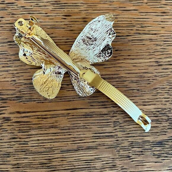 Simply Chrisel Sparkly Gold Bow & Butterfly Hair Clip/Barrette. NWOT - Picture 11 of 13